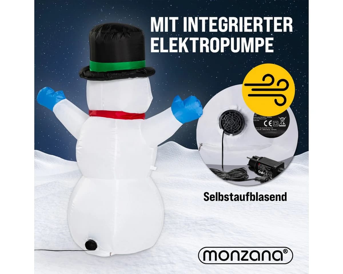 monzana Aufblasbarer Schneemann XL 120cm mit LED-Beleuchtung - Bild 3