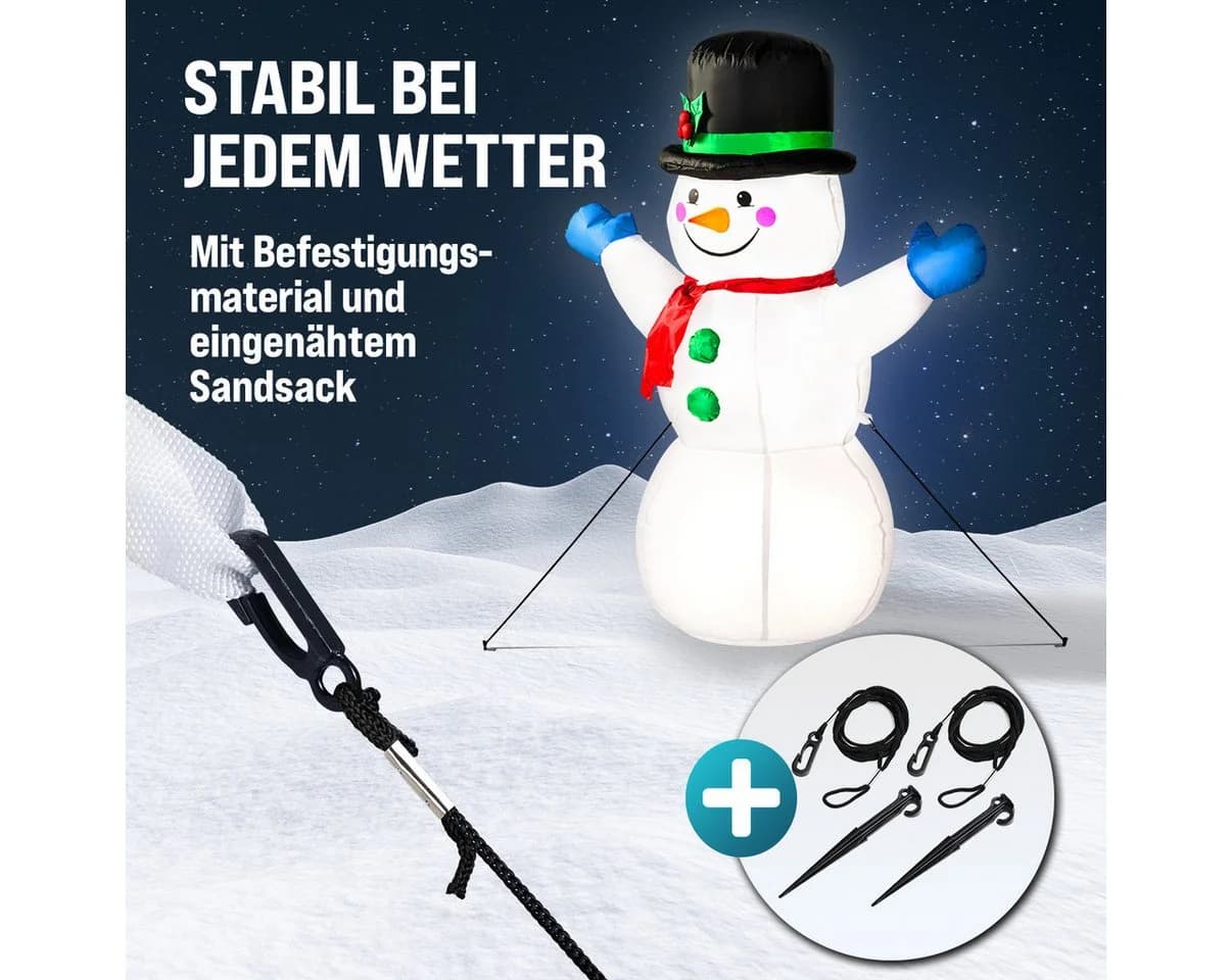 monzana Aufblasbarer Schneemann XL 120cm mit LED-Beleuchtung - Bild 5