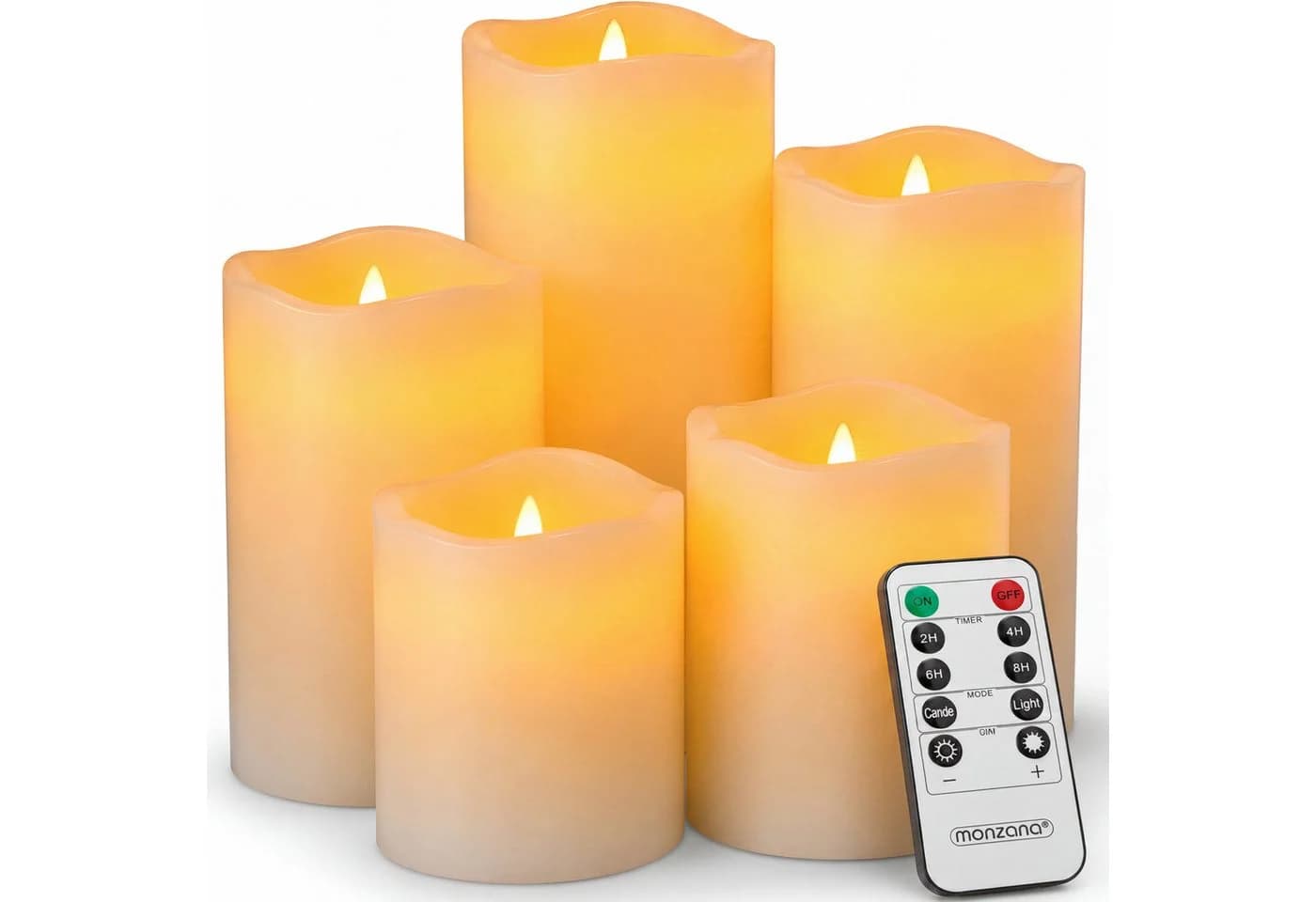 Deuba LED-Kerze mit Timer flackernd Echtwachs Dimmfunktion Warmweiß 1xSet je 5 Größen - Bild 2