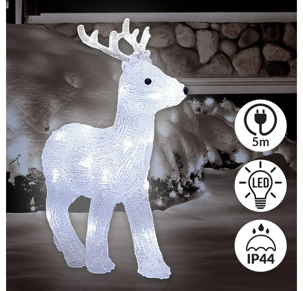 Deuba LED Weihnachtsdeko Figur Acryl Beleuchtet Hirsch