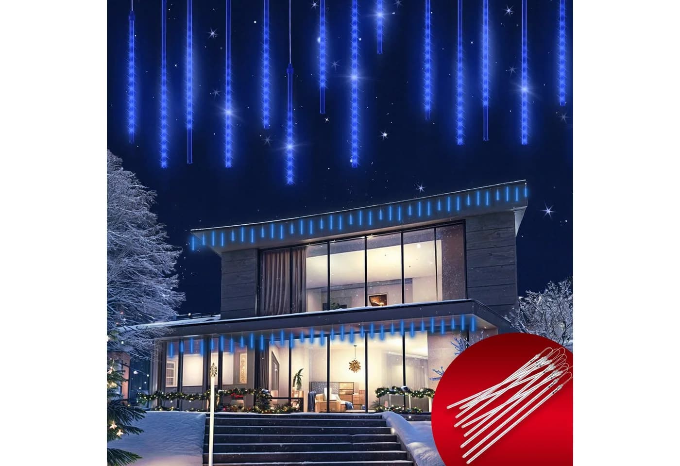 MONZANA Lichterkette Meteorschauer 480 LED Außen Wasserdicht 10 Röhre je 50 cm - Bild 2