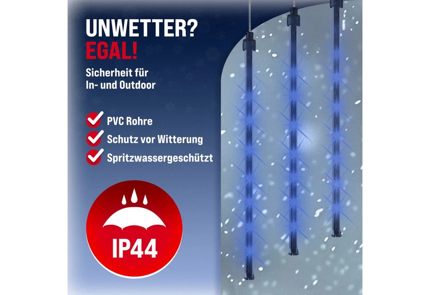 MONZANA Lichterkette Meteorschauer 480 LED Außen Wasserdicht 10 Röhre je 50 cm - Bild 4