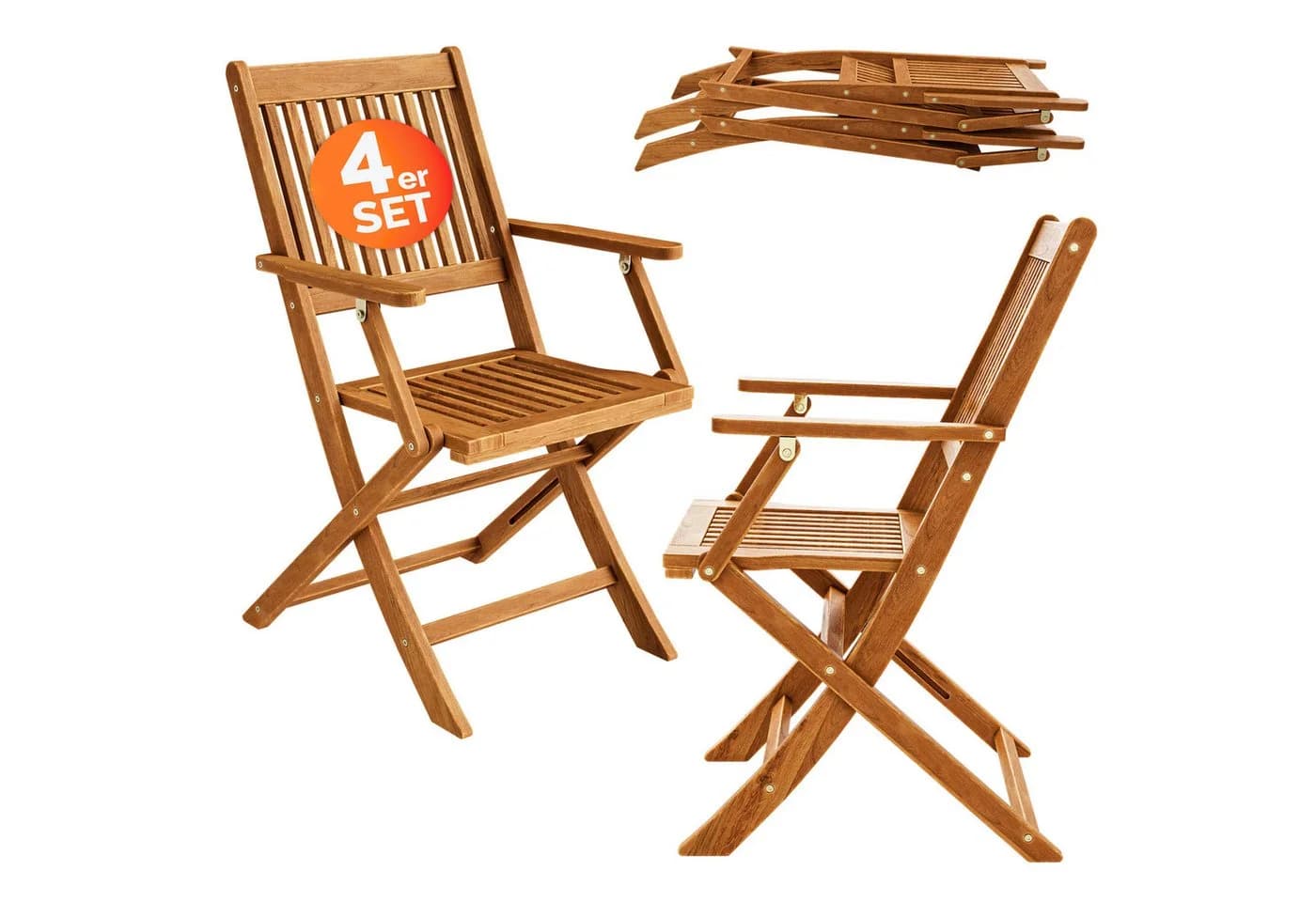 Casaria Gartenstuhl Sydney 4er-Set Akazie Holz FSC®-zertifiziert Klappbar - Bild 2