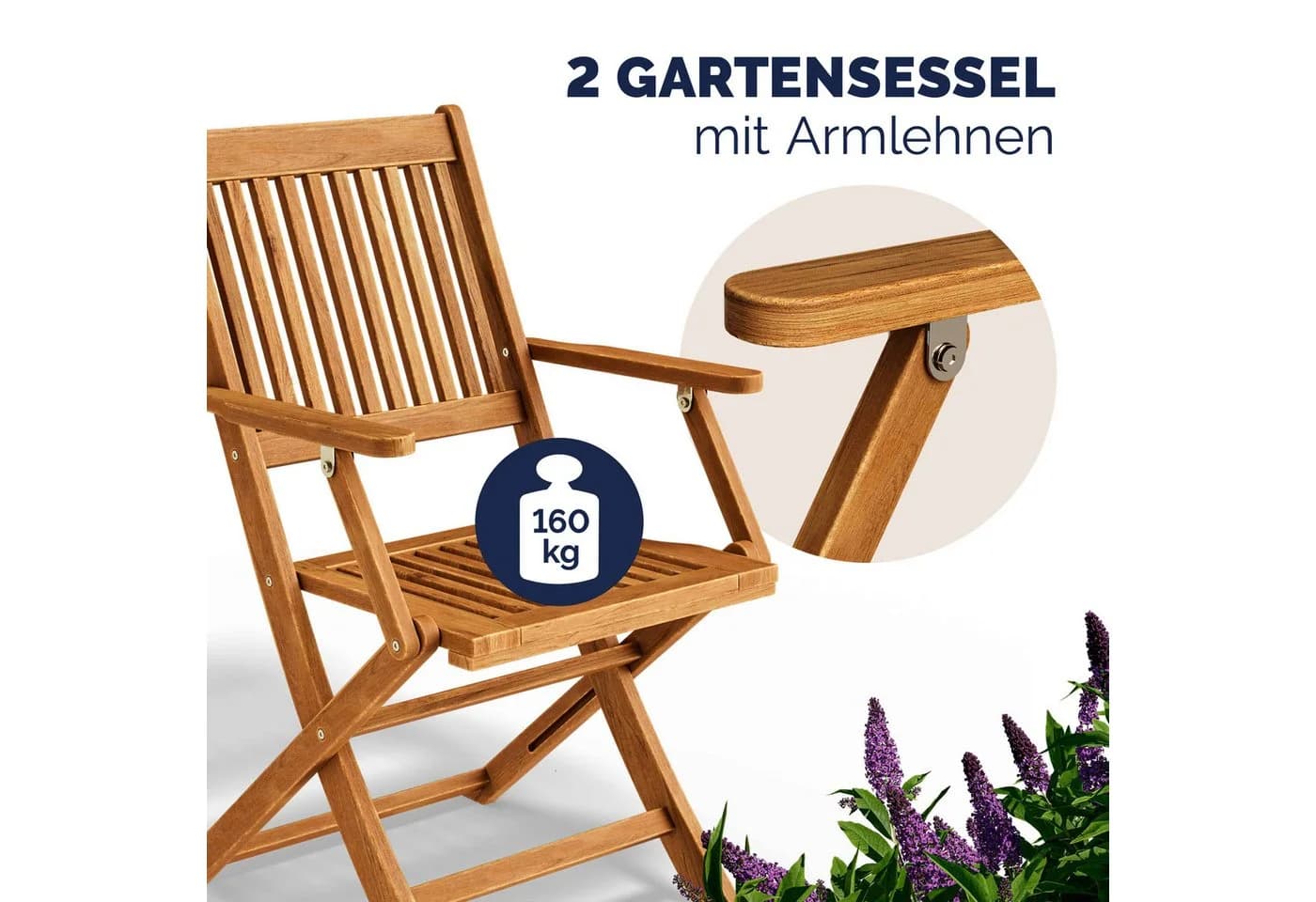 Casaria Gartenstuhl Sydney 4er-Set Akazie Holz FSC®-zertifiziert Klappbar - Bild 3
