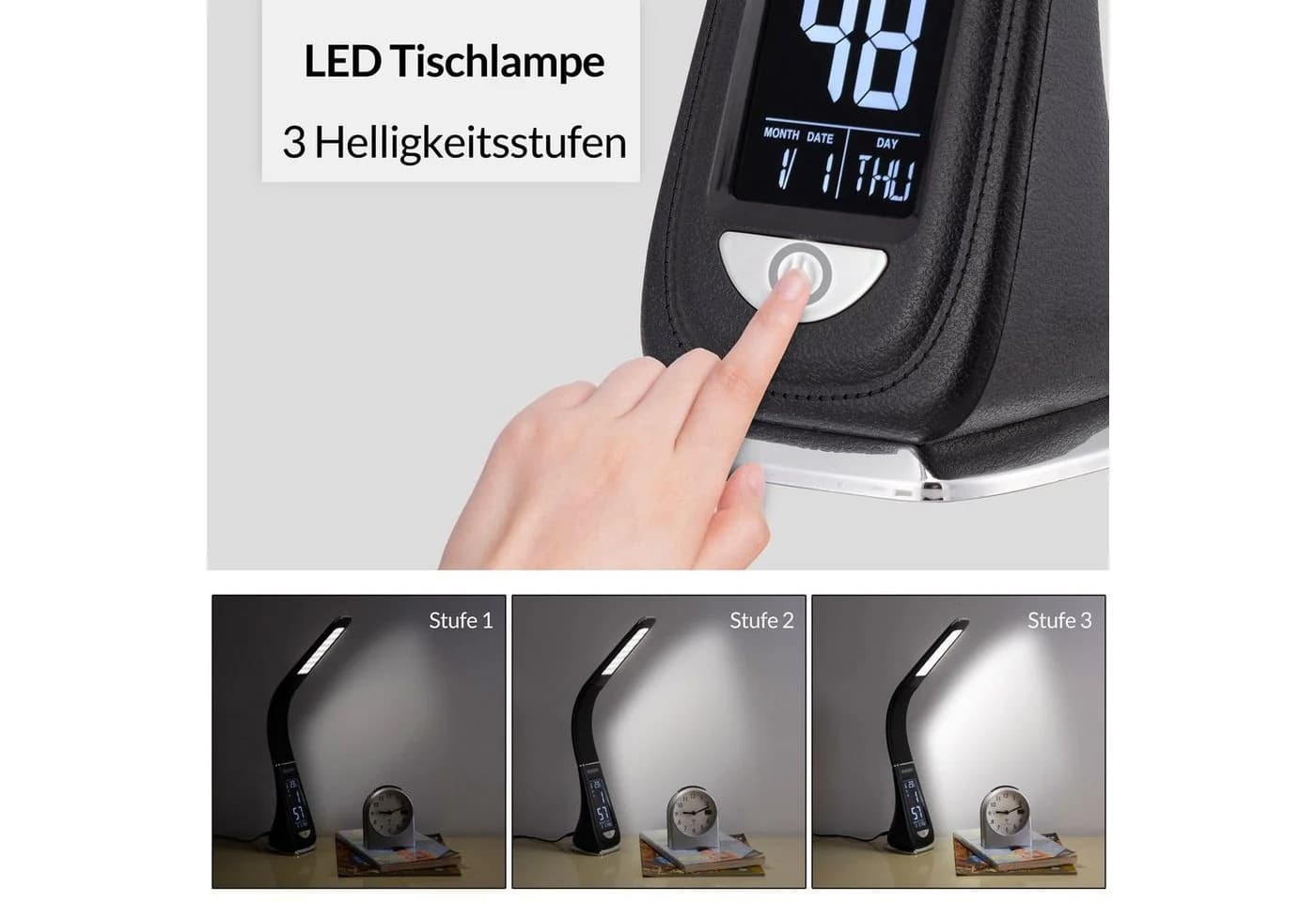 monzana Schreibtischlampe Lilly Schwarz LED mit Display - Bild 4