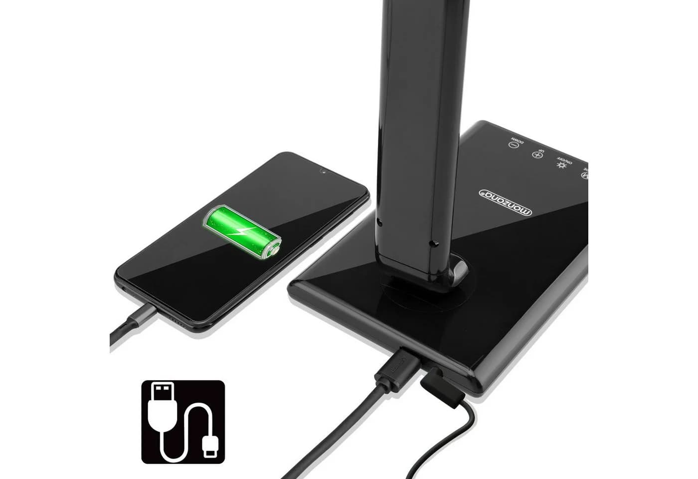 monzana Tischleuchte Cataleya LED Schreibtischlampe Schwarz Dimmbar USB - Bild 3