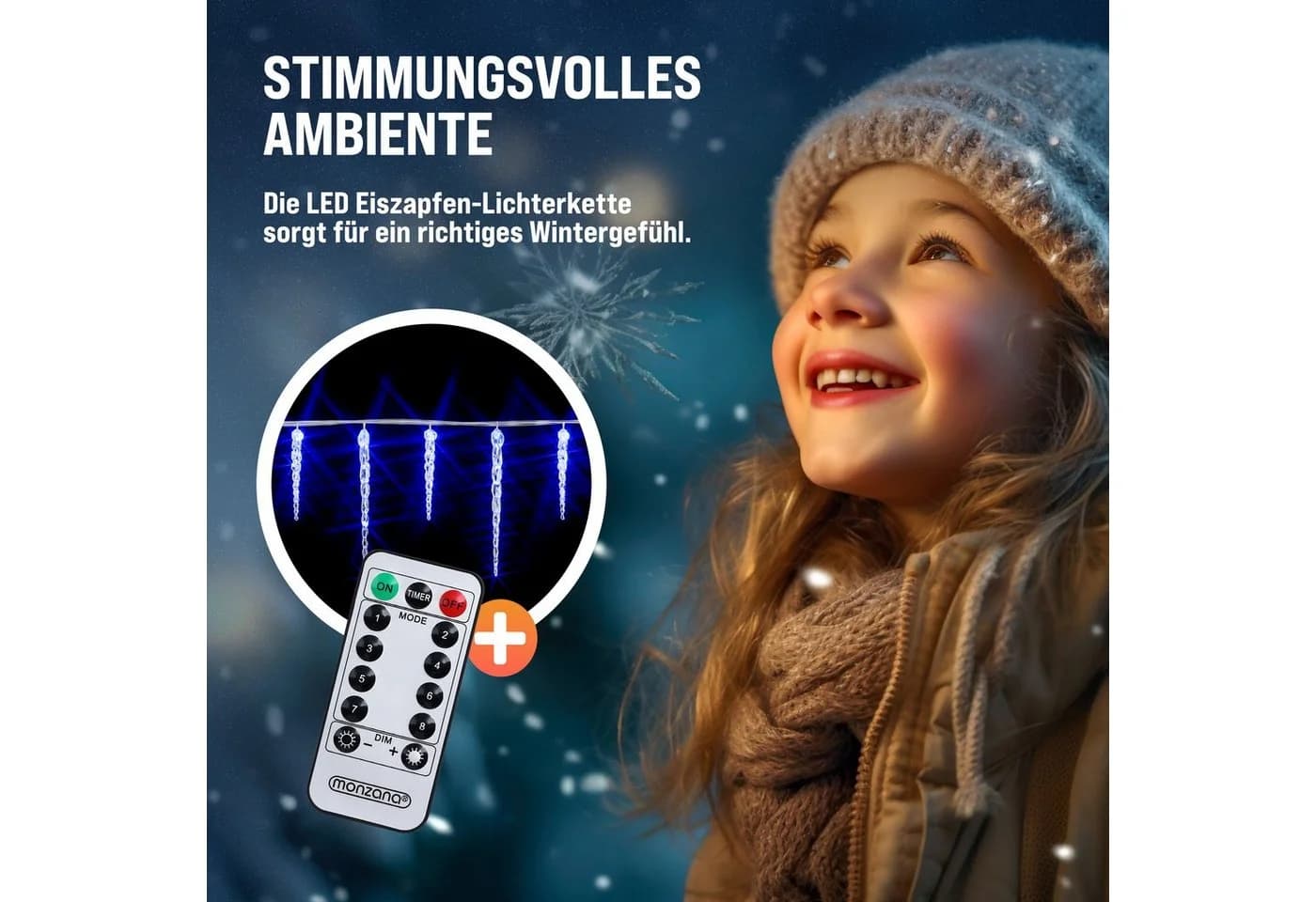 monzana Eiszapfen Lichterkette 10,4m mit Fernbedienung 40 Zapfen Blau - Bild 5