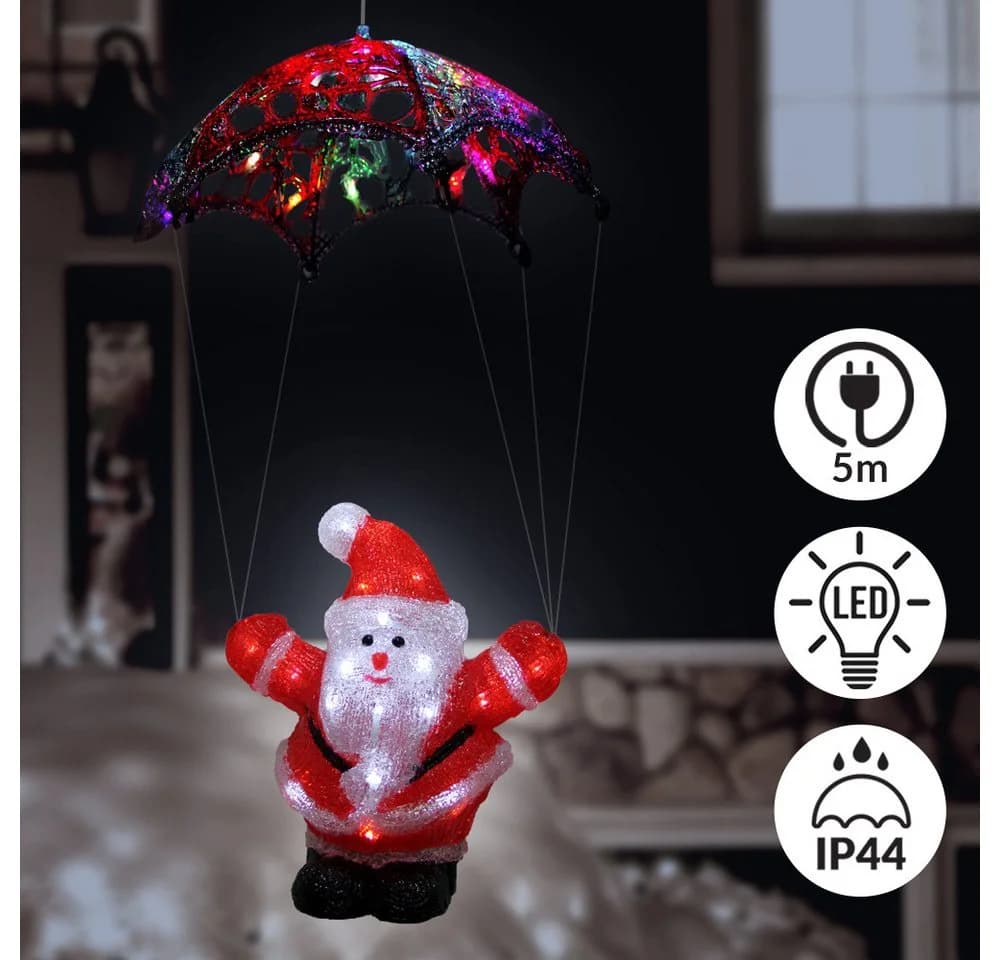 Deuba LED Dekofigur Acryl Weihnachtsmann Außen Innen