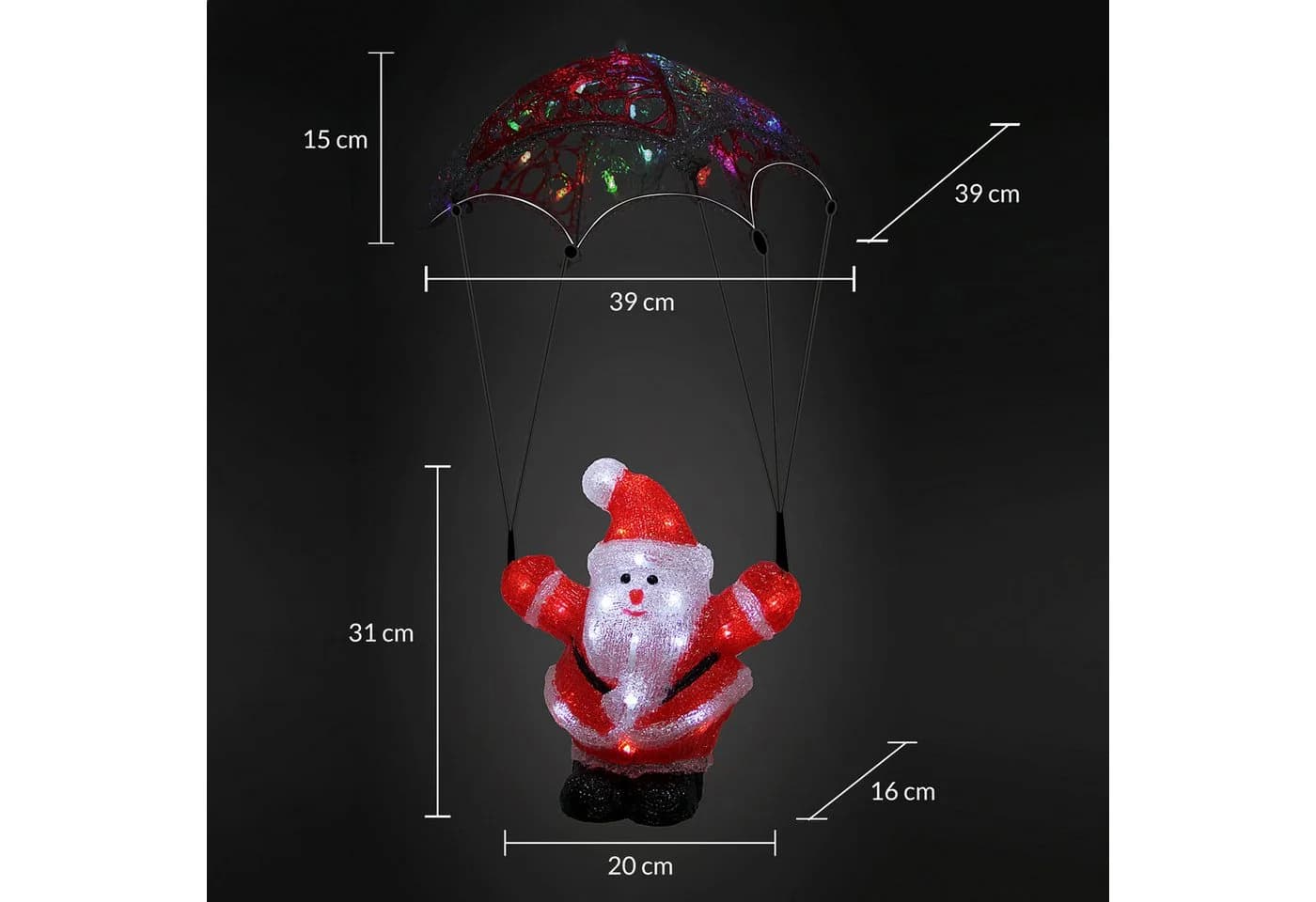 Deuba LED Dekofigur Acryl Weihnachtsmann Außen Innen - Bild 4