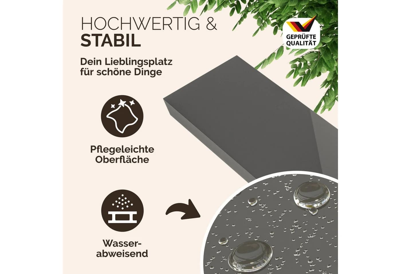 Casaria Wandboard Grau Hängeregal mit Halterung 15kg Tragkraft Hochglanz