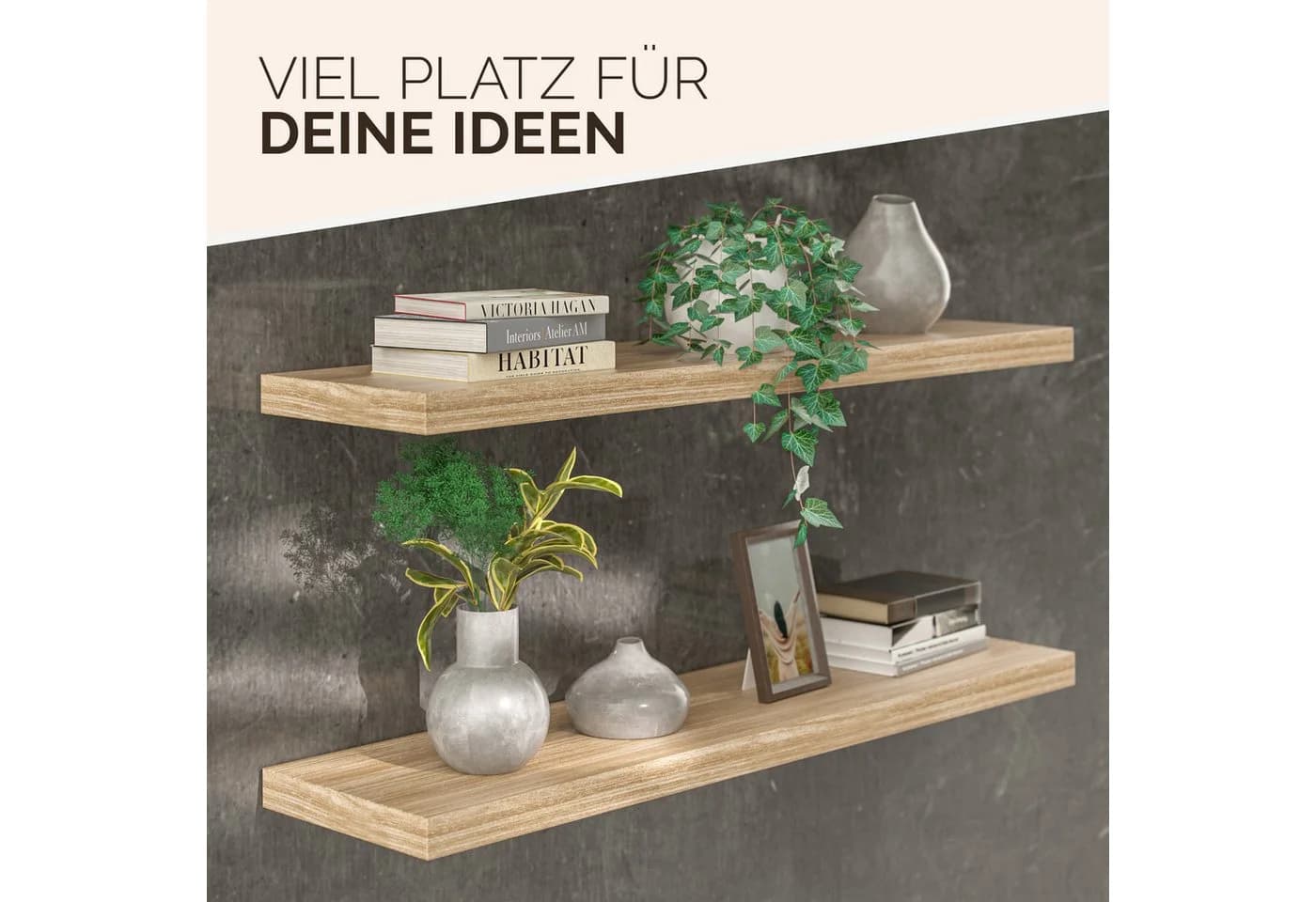 Casaria Wandboard Eiche Hängeregal mit Halterung 15kg Tragkraft - Bild 4
