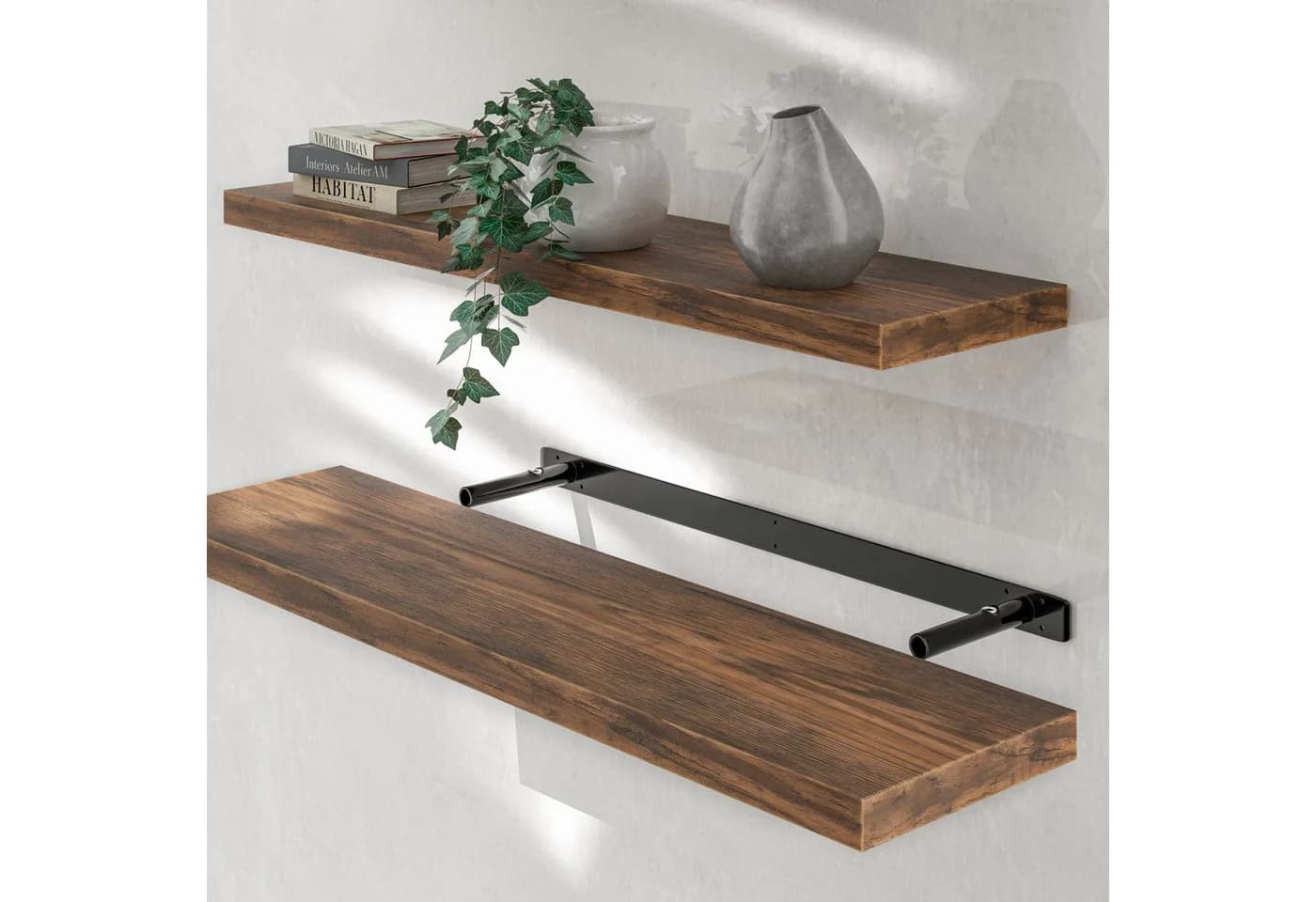 Casaria Wandboard Dunkle Eiche Hängeregal mit Halterung - Bild 2
