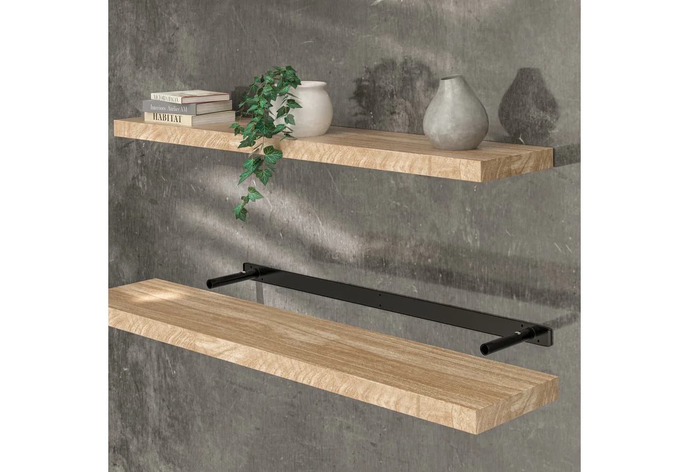 Casaria Wandboard Eiche Schweberegal 110cm mit Halterung - Bild 2