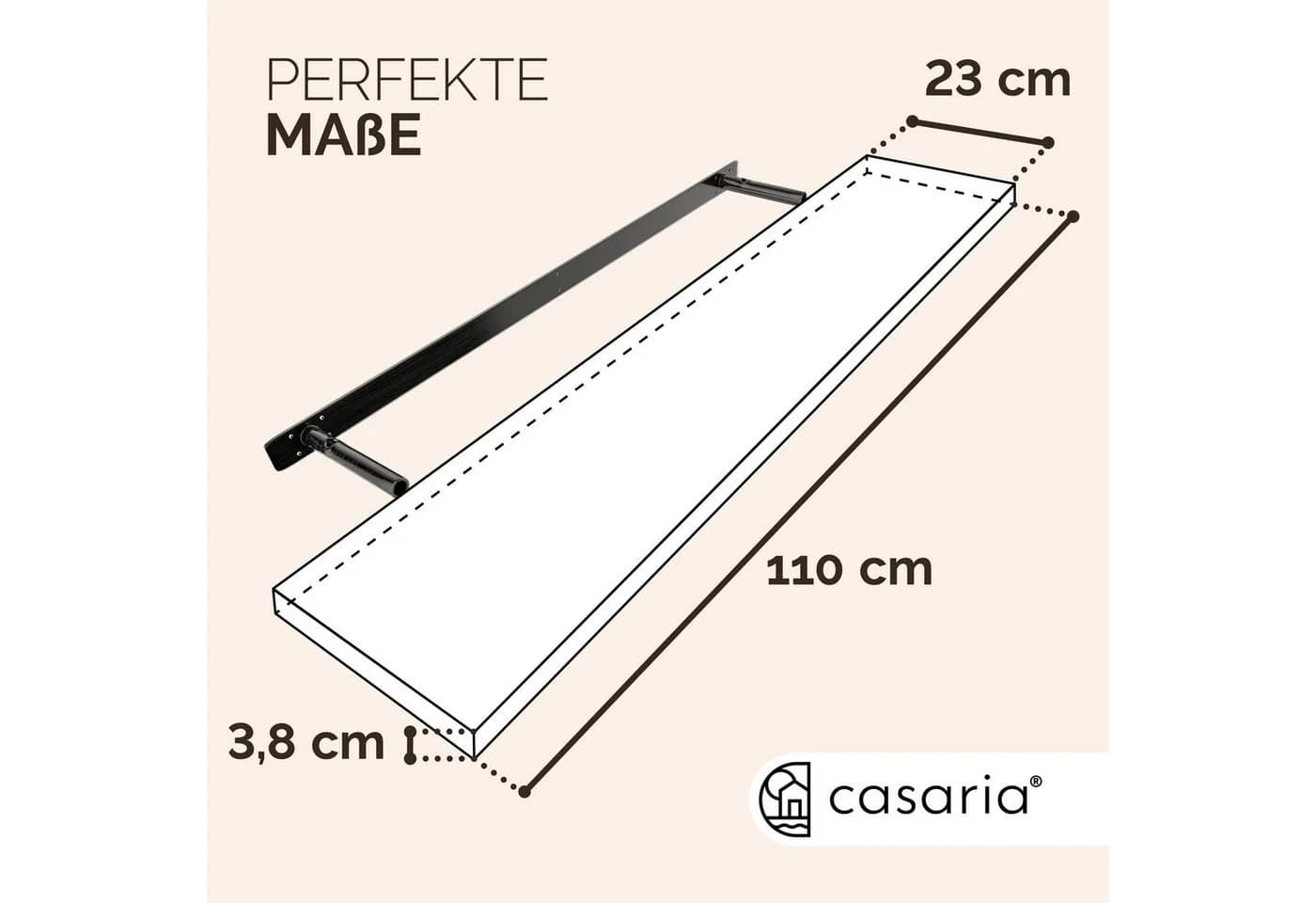 Casaria Wandboard Eiche Schweberegal 110cm mit Halterung - Bild 3