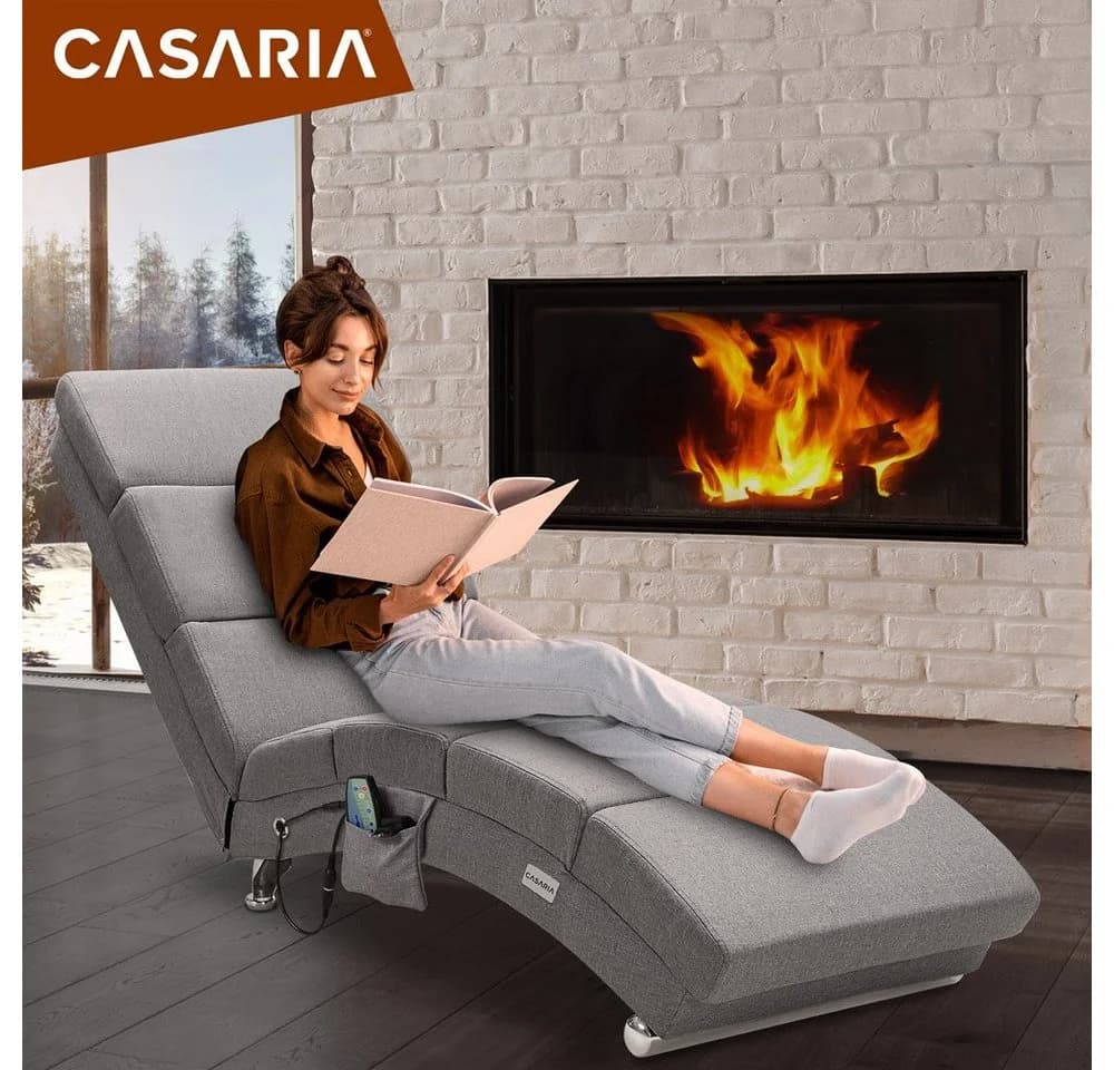Casaria Relaxliege London mit Massage und Heizfunktion Grau