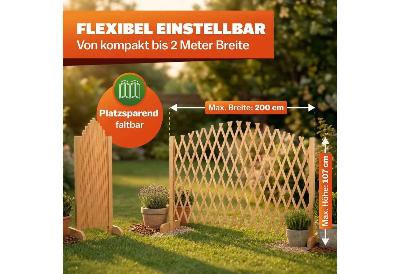 Gardebruk Spalier 2 St. Braunes Rankgitter ausziehbar faltbar - Bild 4