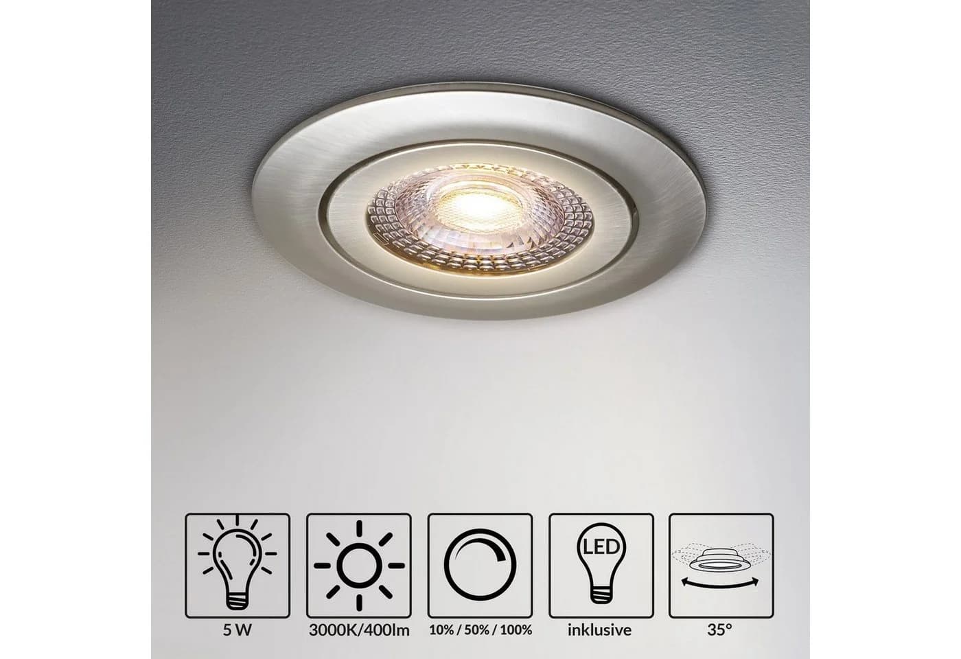 monzana Einbauleuchte 6er Set LED Dimmbar Silber Schwenkbar - Bild 3