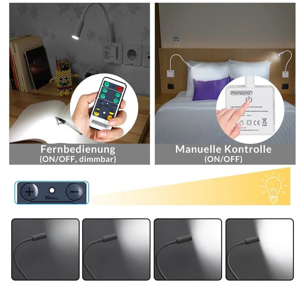 monzana LED Steckerlampe mit Fernbedienung & Schwenkarm - Bild 3