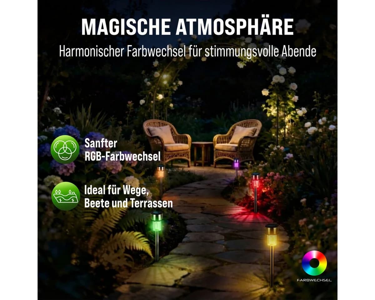 monzana LED Solarleuchte 32er Set Solarlampen für Draußen mit Erdspieß