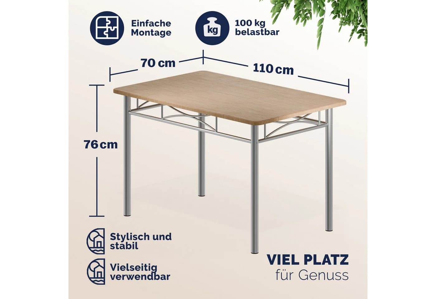 Casaria Essgruppe Paul 5-tlg. Esstisch mit 4 Stühlen Modern - Bild 3