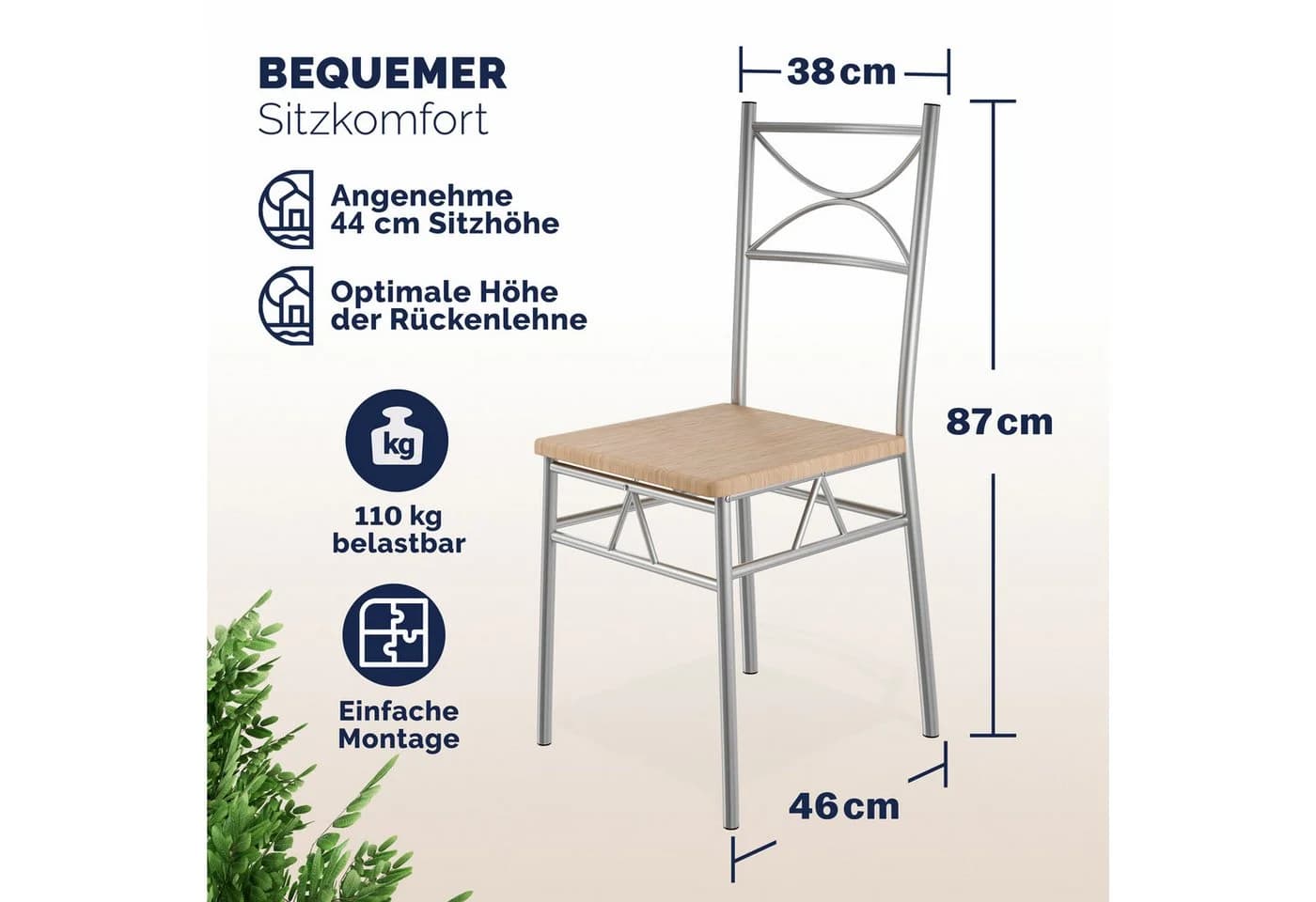 Casaria Essgruppe Paul 5-tlg. Esstisch mit 4 Stühlen Modern - Bild 4