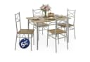 Casaria Essgruppe Paul 5-tlg. Esstisch mit 4 Stühlen Beige Metall Bild 2
