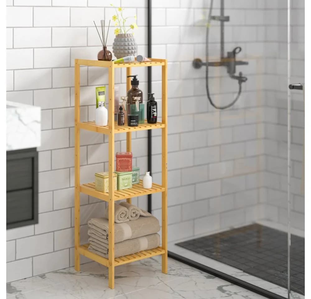 Casaria Badregal Bambus Standregal 4 oder 5 Ablagen