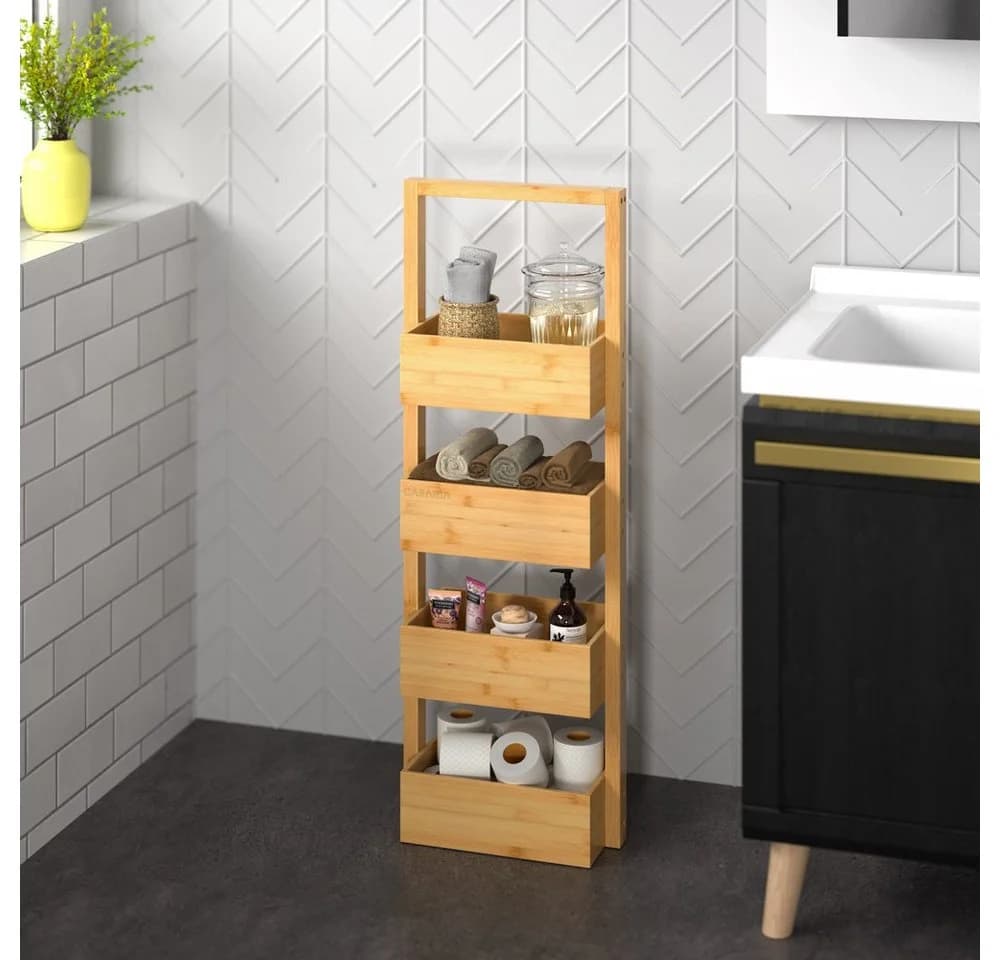 Casaria Bambus Standregal 4 Körbe Modern