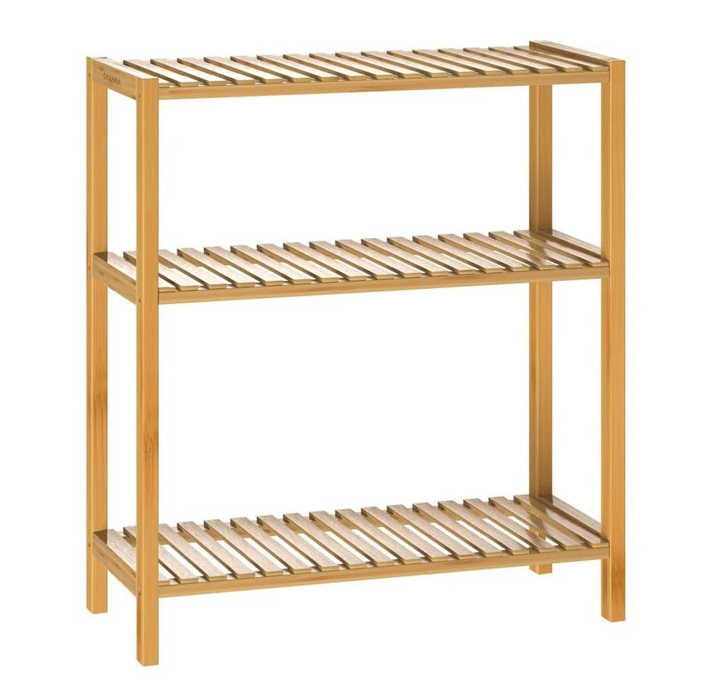 Casaria Standregal Bambus 3 Ablagen Klarlack - Bild 2