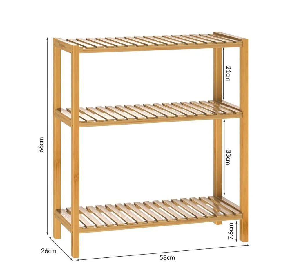 Casaria Standregal Bambus 3 Ablagen Klarlack - Bild 5