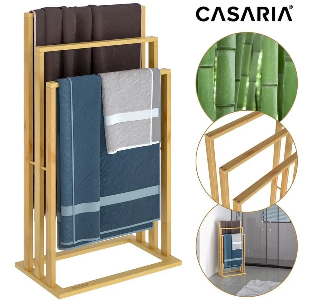 Casaria Handtuchständer Freistehend Bambus Holz Ohne Bohren - Bild 4