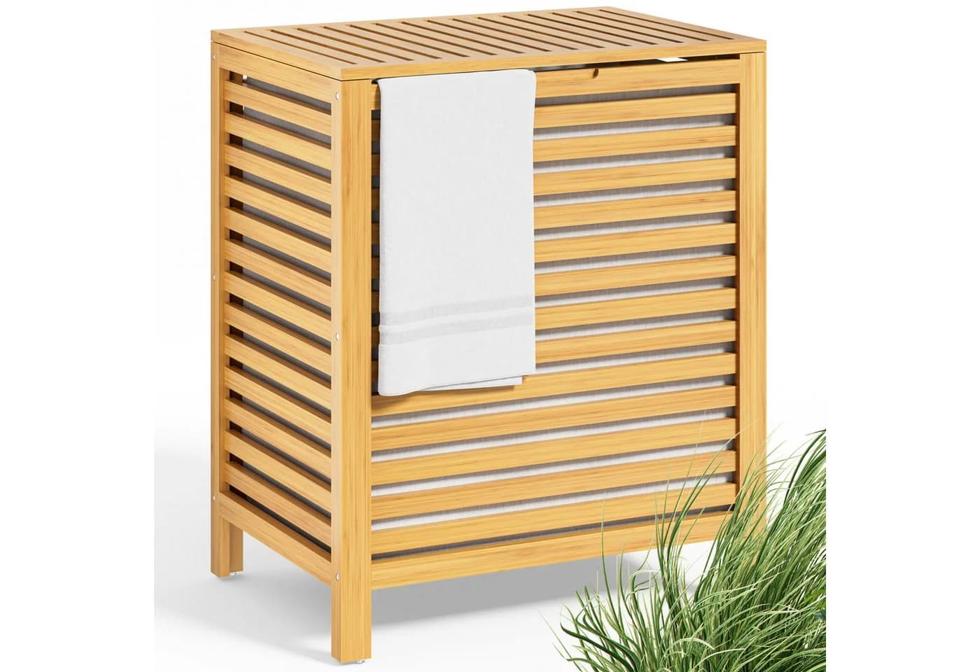 Casaria Wäschekorb Bambus mit Deckel 70L Braun - Bild 2