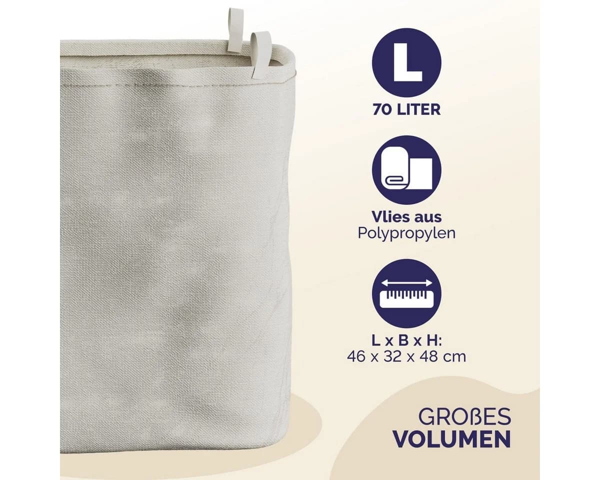 Casaria Wäschekorb Bambus mit Deckel 70L Braun - Bild 5