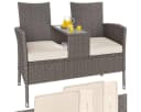 Casaria Gartenbank Creme mit Tisch Polyrattan 2-Sitzer Bild 2