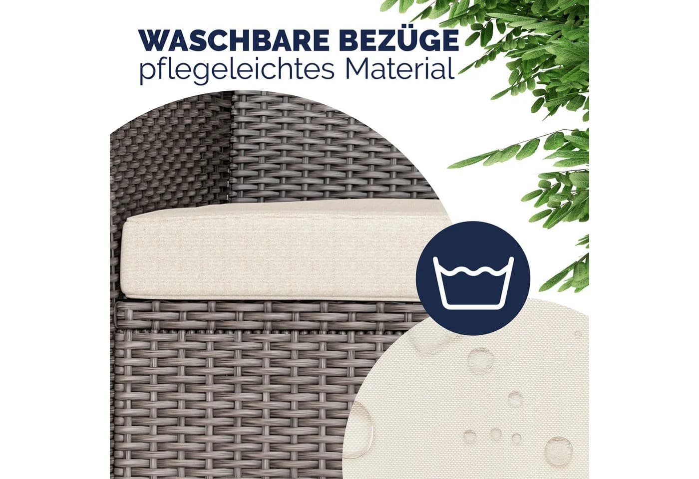Casaria Gartenbank Creme mit Tisch Polyrattan 2-Sitzer - Bild 4