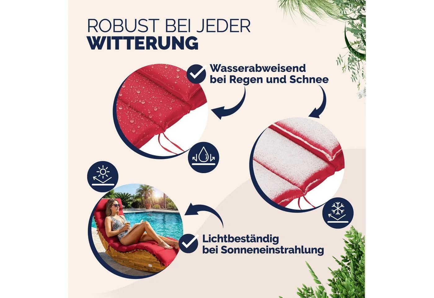 Detex Polsterauflage Orange/Rot wasserabweisend mit Kopfkissen - Bild 4