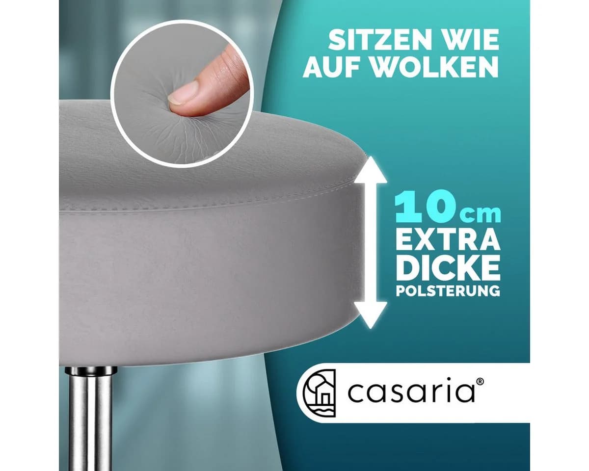 Casaria Drehhocker Grau Metall Höhenverstellbar