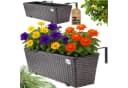 Casaria Blumenkasten 2er Set 11L Polyrattan mit Halterung Bild 2