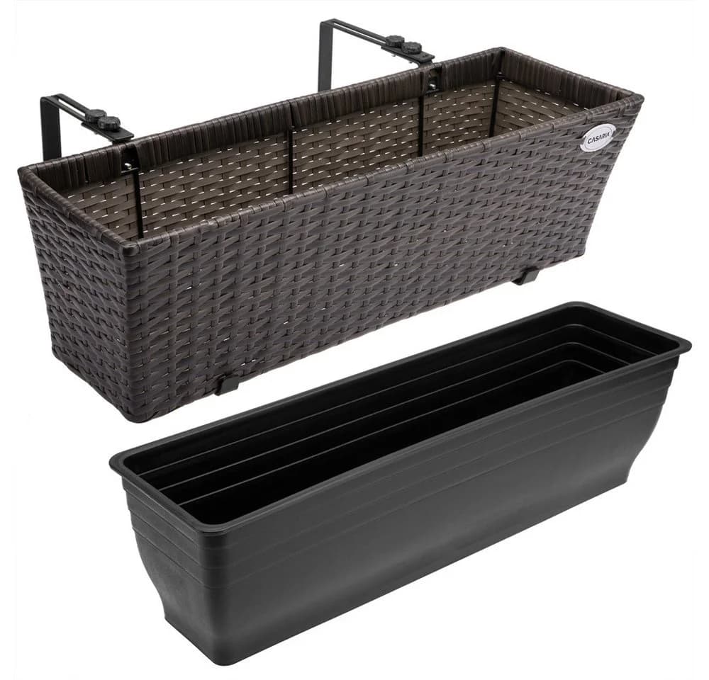 Casaria Blumenkasten 2er Set 11L Polyrattan mit Halterung - Bild 3