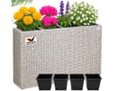 Casaria Pflanzkübel 4 Innentöpfe Polyrattan Creme Modern Bild 2