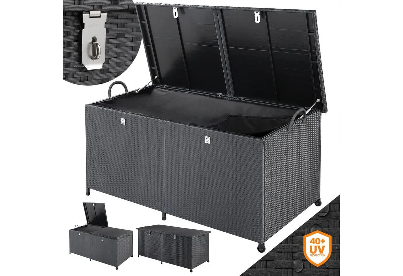 Casaria Auflagenbox XXL Polyrattan Wetterfest 625L UV-beständig Rollen Wintergarten - Bild 2