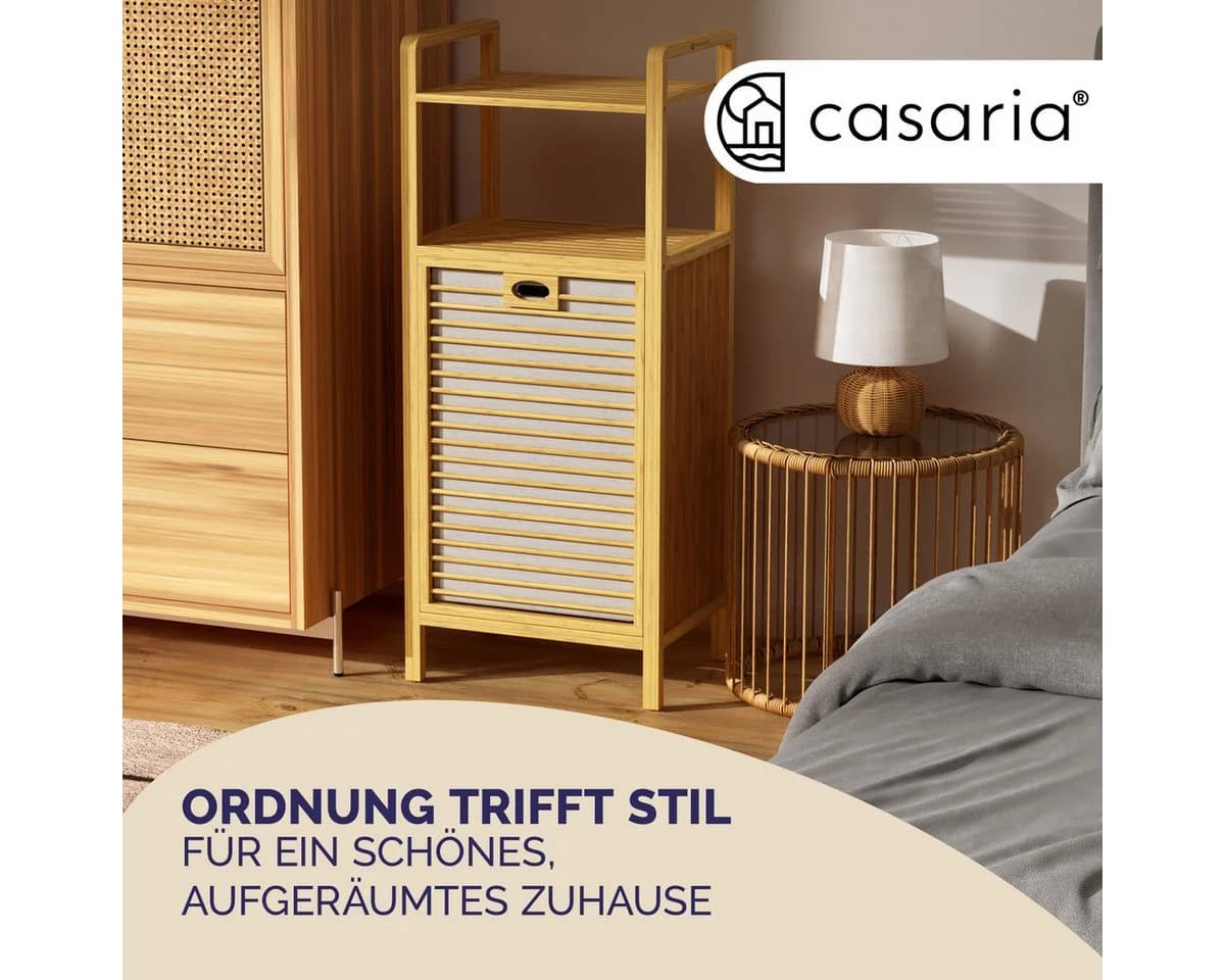 Casaria Wäschekorb Badregal Bambus 2-in-1 40L - Bild 3