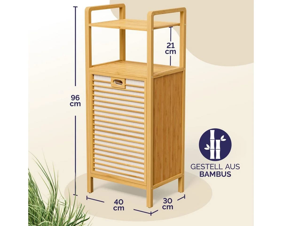 Casaria Wäschekorb Badregal Bambus 2-in-1 40L - Bild 4