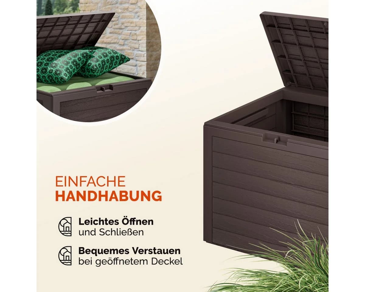 Casaria Auflagenbox Lille Braun 190L UV-beständig Holz-Optik - Bild 5