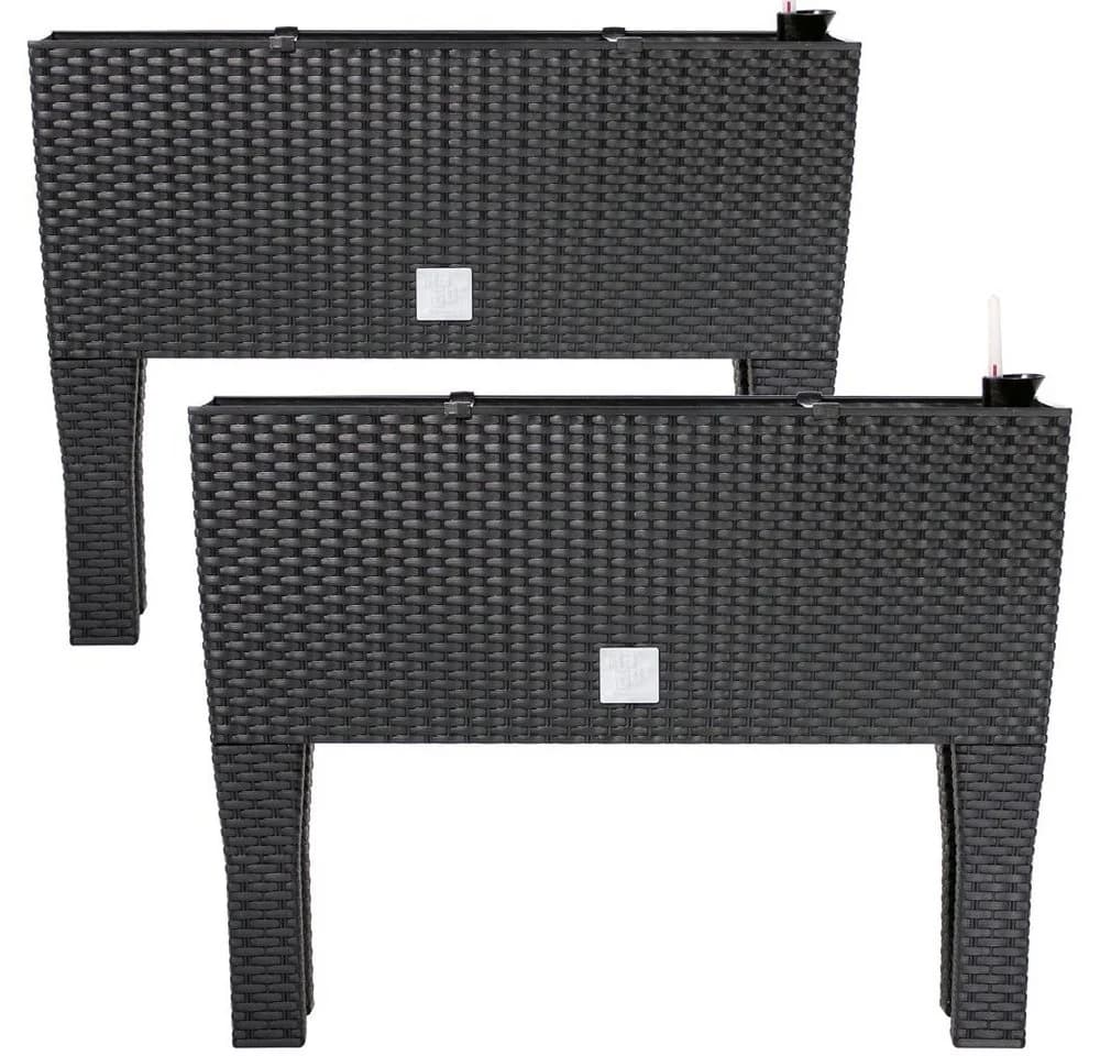 Deuba Hochbeet 30L Bewässerungssystem UV-beständig Poly Rattan Anthrazit - Bild 2