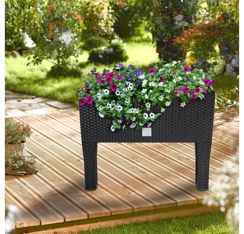 Deuba Hochbeet 30L Bewässerungssystem UV-beständig Poly Rattan Anthrazit - Bild 5