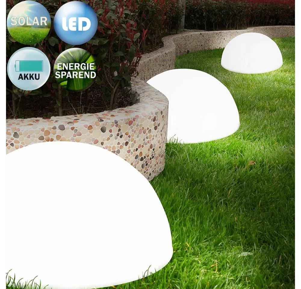 monzana LED Solarleuchte Halbkugel 3er Set Weiß Außen - Bild 2