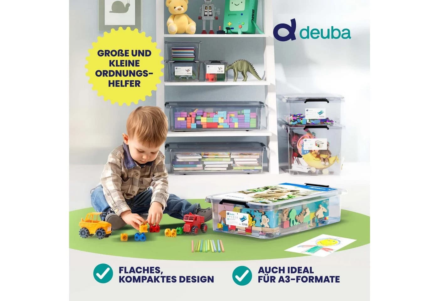 Deuba Aufbewahrungsbox 30L Transparent Stapelbar Kunststoff