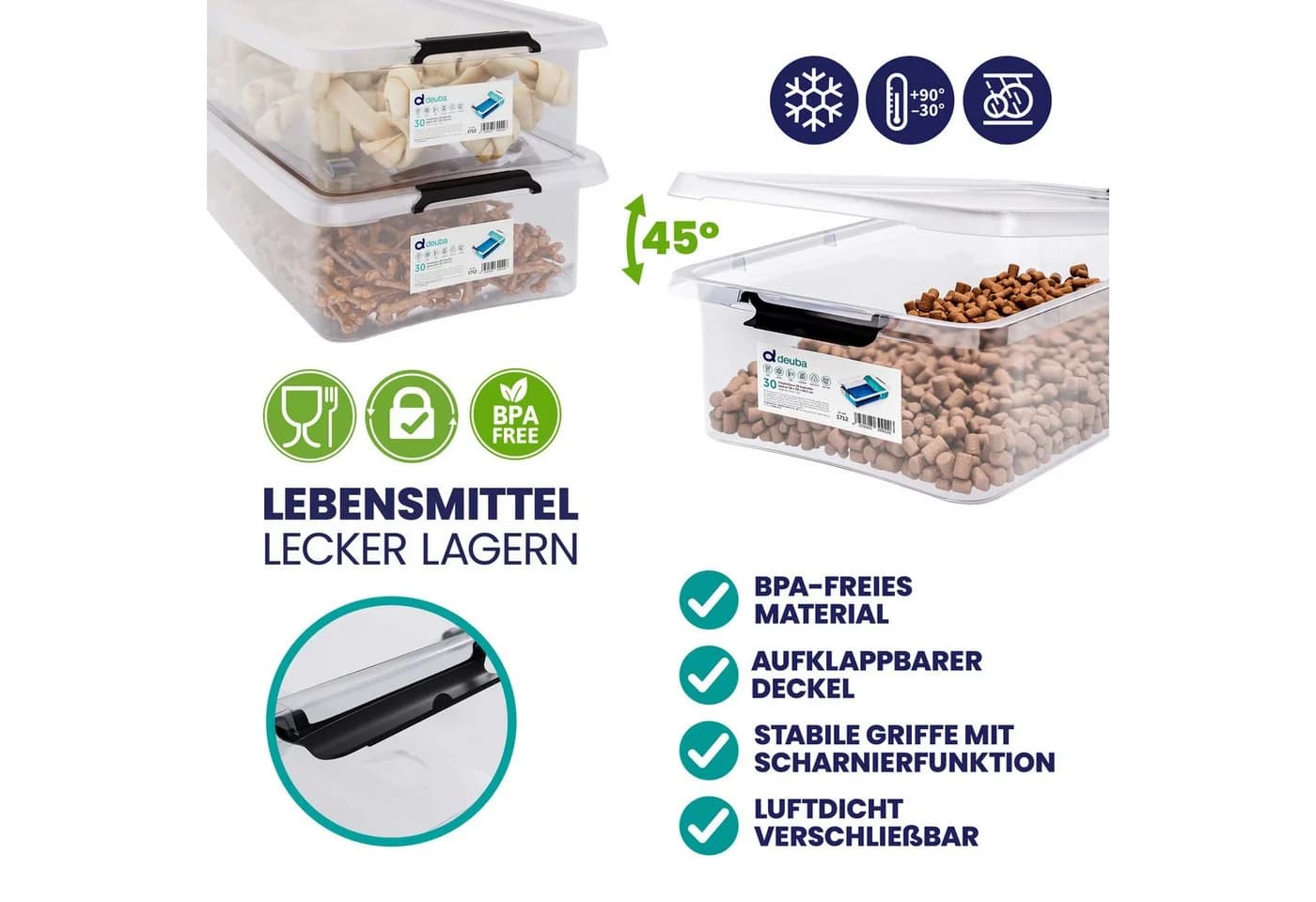 Deuba Aufbewahrungsbox 30L Transparent Stapelbar Kunststoff - Bild 4