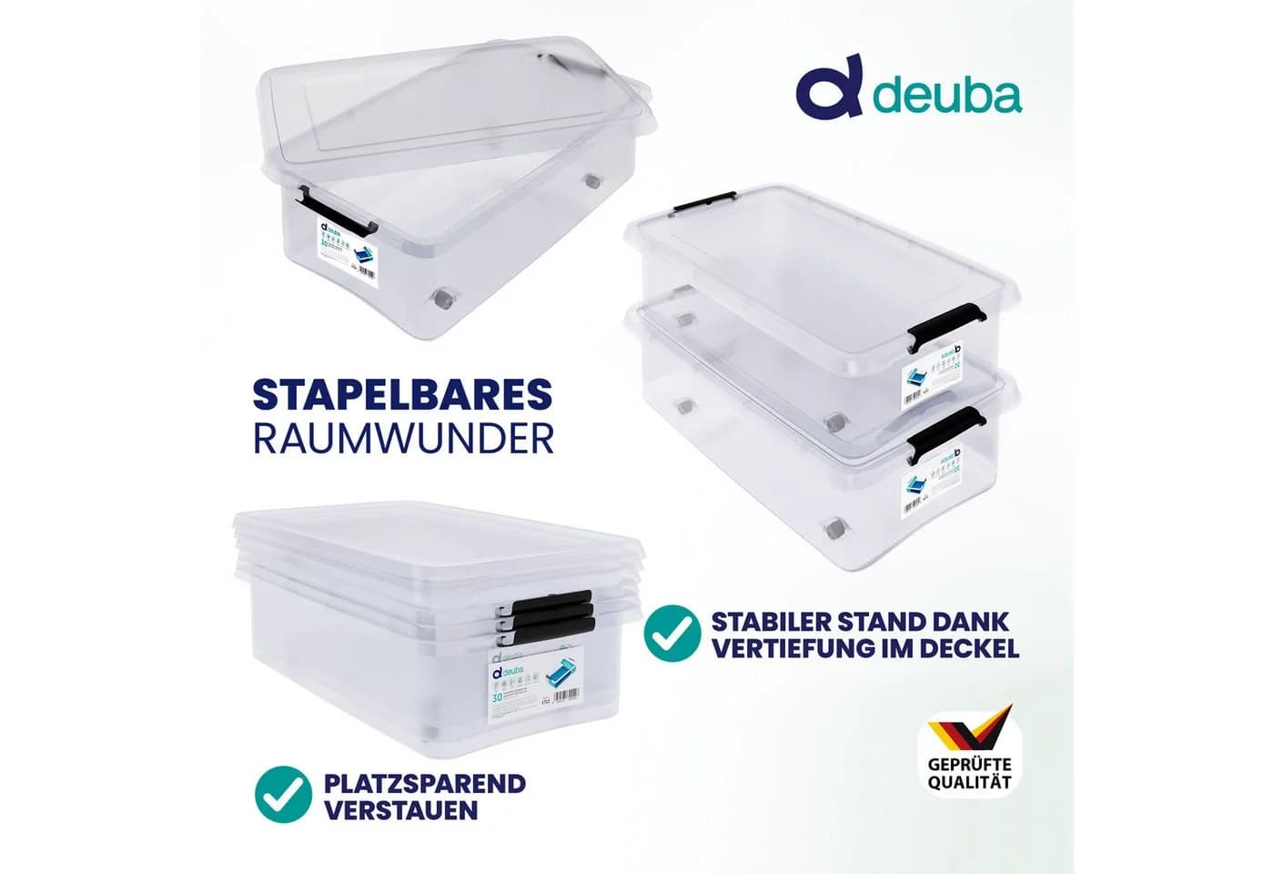 Deuba Aufbewahrungsbox 30L Transparent Stapelbar Kunststoff - Bild 5